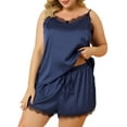 thumbnail image 1 of Agnes Orinda Women's Plus Lace Panel Sleeveless Cami Elastic Waist Shorts Pajama Sets, 1 of 8