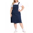 thumbnail image 1 of Agnes Orinda Women's Plus Overall Dresses Frayed Adjustable Strap Irregular Hem Denim Dress, 1 of 8