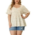 thumbnail image 1 of Agnes Orinda Women's Plus Size Babydoll Blouses Peplum Ruffle Short Sleeve Casual Tops 1X White, 1 of 7