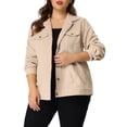 thumbnail image 1 of Agnes Orinda Women's Plus Point Collar Button Down Short Bomber Corduroy Jacket, 1 of 6