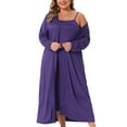 thumbnail image 1 of Agnes Orinda Women's Plus Size 2 Piece Nightgown with Robes Set Spaghetti Straps Sleepwear Soft Lounge Full Length Nightwear 1X Purple, 1 of 6