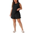 thumbnail image 1 of Agnes Orinda Women's Plus Size 2 Piece Sleepwear Comfy Ruffle Sleeveless Tank Top with Shorts Pajamas Set 3X Black, 1 of 6