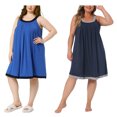 thumbnail image 1 of NOMADIC NOOK Women's Plus Size 2-Pack Nightgown Set Sleeveless Pleated Sleepshirt with Wide Straps Soft Scoop Neck Sleepwear 3X Royal Blue/Dark Blue, 1 of 6