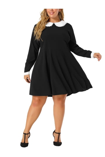chinese dress ladies Xuideoy Women's Plus Size Dresses Long Sleeves Crew Neck High Waisted Flowy  Work Office Dress, Black, S at Amazon Women's Clothing store