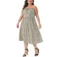 thumbnail image 1 of Agnes Orinda Women's Plus Size Adjustable Spaghetti Strap Floral Casual Dresses 4X Beige, 1 of 6