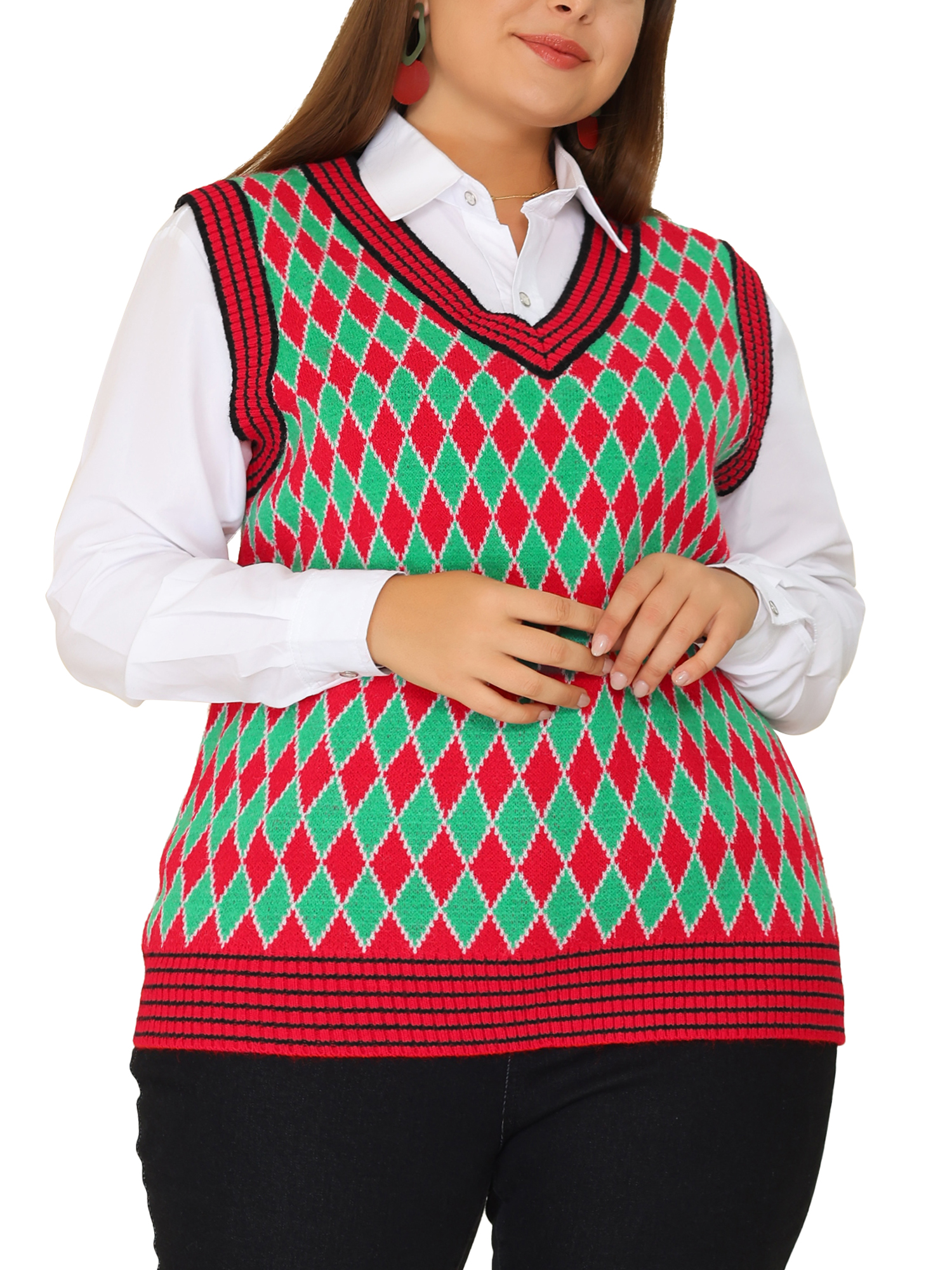 White Stag Women's PlusSize Christmas Sweater Vest