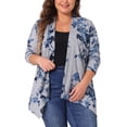 thumbnail image 1 of Agnes Orinda Women's Plus Size Cardigans Leopard Floral Printed Open Front Lightweight Jacket Fall Knit Cardigan 2X Grey Blue, 1 of 6