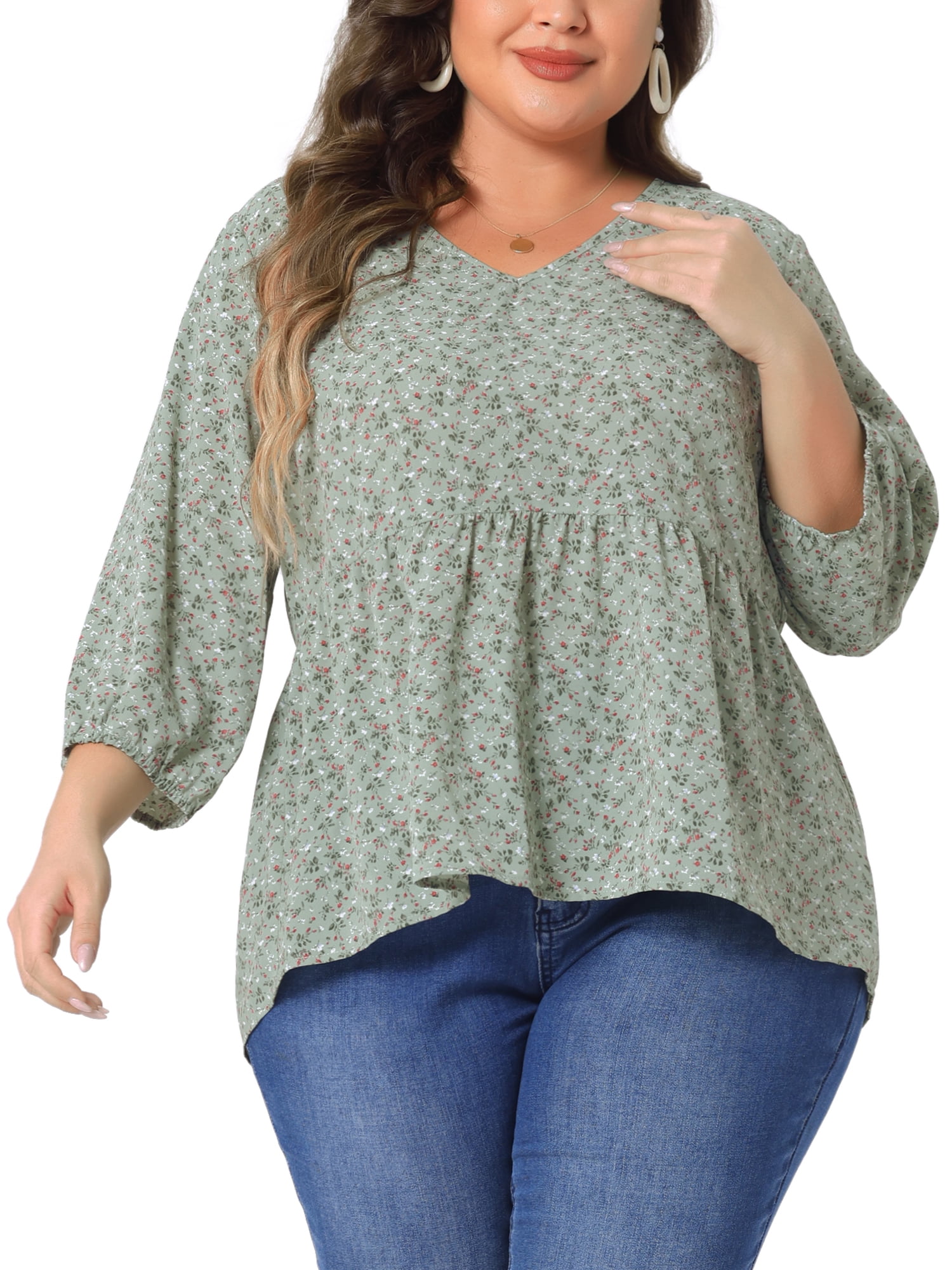 Plus Size Bright Pink & Yellow Floral Babydoll T-Shirt Short Sleeve Top