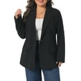 thumbnail image 1 of Agnes Orinda Women's Plus Size Blazer Lapel Long Sleeves Button Down Business Casual Suit Jacket with Pockets 2X Black, 1 of 6