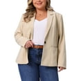 thumbnail image 1 of Agnes Orinda Women's Plus Size Blazer Long Sleeve Button Open Front Business Casual Jacket with Pockets 2X Beige, 1 of 4