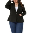 thumbnail image 1 of Agnes Orinda Women's Plus Size Blazer Long Sleeve Button Open Front Business Casual Jacket with Pockets 4X Black, 1 of 6