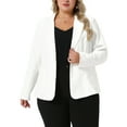 thumbnail image 1 of Agnes Orinda Women's Plus Size Blazer Notch Lapel Button Front Wear-to-Work Jackets 4X White, 1 of 6