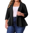 thumbnail image 1 of Agnes Orinda Women's Plus Size Blazers Lapel 3/4 Sleeve Peplum Open Front Casual Business Cardigan Jackets 4X Black, 1 of 6