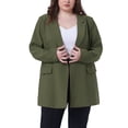 thumbnail image 1 of Agnes Orinda Women's Plus Size Blazers Lapel Button with Pockets Work Jackets Blazer 2X Army Green, 1 of 5