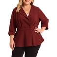 thumbnail image 1 of Agnes Orinda Women's Plus Size Blazers Notched Lapel Peplum Jacket Suit Blazer 3X Wine Red, 1 of 8