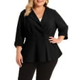 thumbnail image 1 of Agnes Orinda Women's Plus Size Blazers Notched Lapel Wear-to-Work Peplum Jacket Suit Blazer 2X Black, 1 of 8