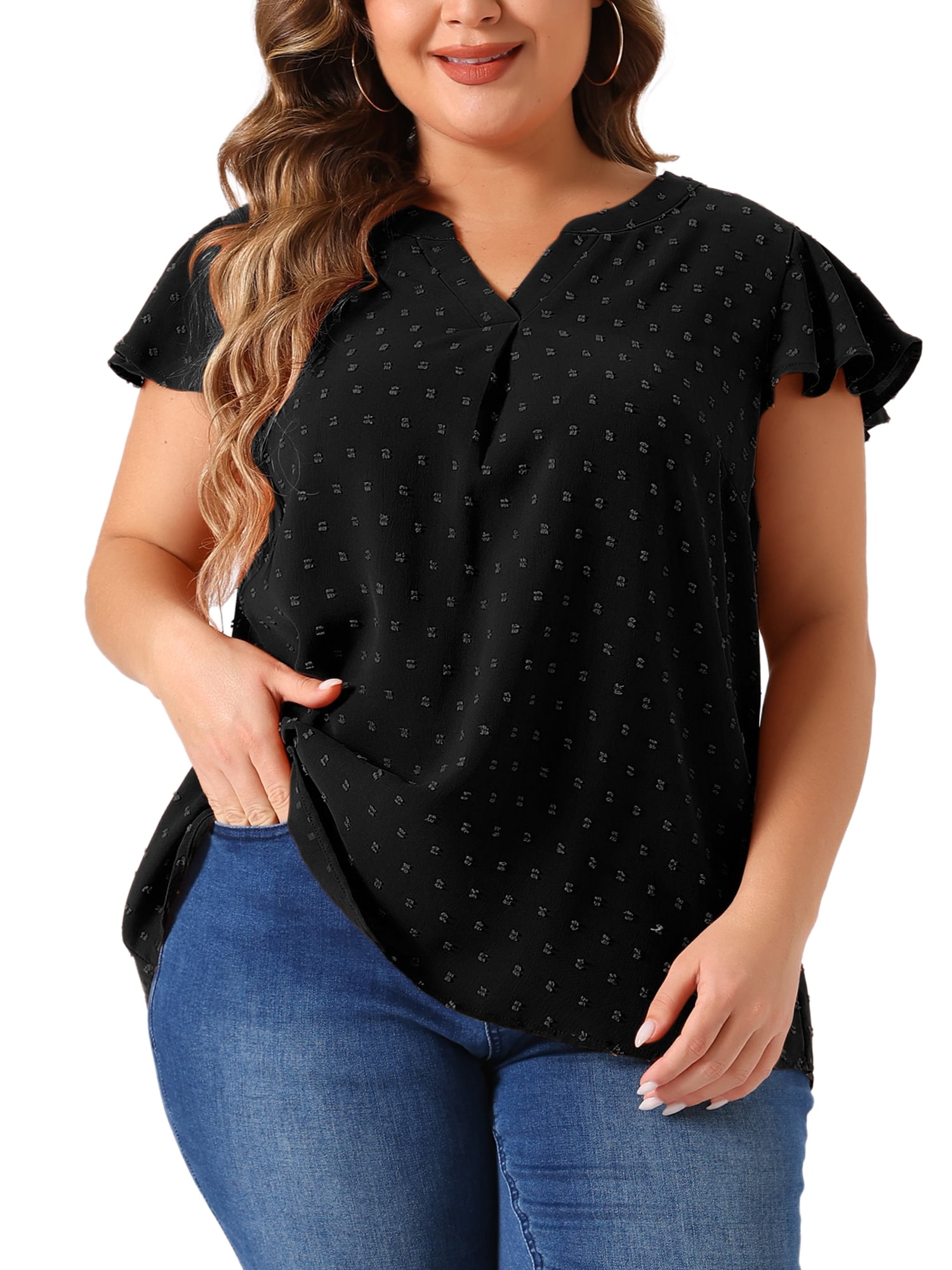 Plus Size Women Autumn Casual Dot Cotton O-Neck Blouse main image 1