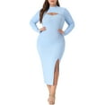 thumbnail image 1 of GRACE & GRANDEUR Women's Plus Size Bodycon Dress Knee Slim Cut Out Dresses 2023 3X Blue, 1 of 6