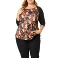 thumbnail image 1 of Agnes Orinda Women's Plus Size Boho Relaxed Fit Blouse Color Block Long Sleeve Top, 1 of 7