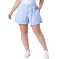 thumbnail image 1 of Agnes Orinda Women's Plus Size Boxer Shorts Ruffle Shorts Elastic Waist Drawstring Summer Casual Lounge Cute Short with Pocket 4X Light Blue, 1 of 6