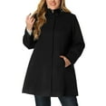 thumbnail image 1 of GRACE & GRANDEUR Women's Plus Size Button Detachable Hooded Long Sleeve Elegant Overcoat 2X Black, 1 of 6