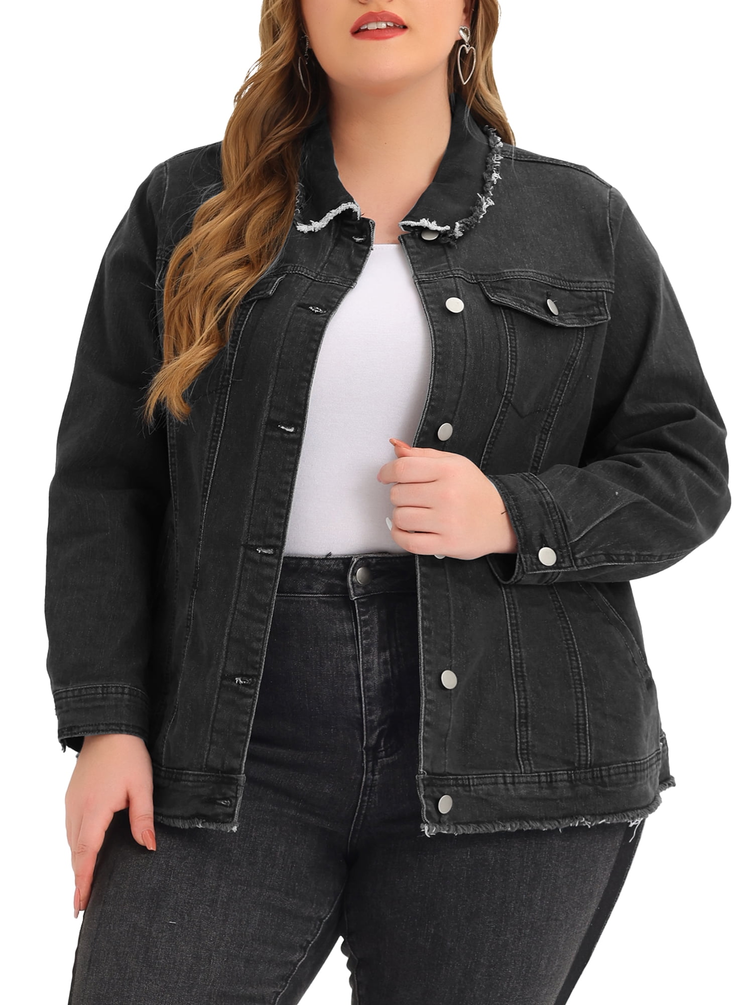 Agnes Orinda Women's Plus Size Button Down Chest Pocket Short - Main Image