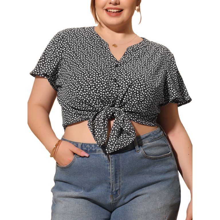 Plus Size Chambray Shirt for Women Denim Western Shirts Short Sleeve Button  Down Tops