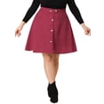 thumbnail image 1 of Agnes Orinda Women's Plus Size Button Front Elastic Waist A Line Corduroy Skirt, 1 of 5