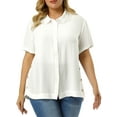 thumbnail image 1 of Agnes Orinda Women's Plus Size Button Front Side Slit Short Sleeve Shirts 1X White, 1 of 7