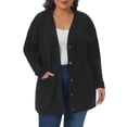 thumbnail image 1 of Agnes Orinda Women's Plus Size Button up Cardigan V Neck Long Sleeve Pocket Ribbed Knit Loose Casual Sweater 3X Black, 1 of 5