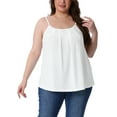 thumbnail image 1 of CURVY GLAM Women' s Plus Size Cami Adjustable Strap Elegant Basic Pleated Camisole Sleeveless Tank Tops 4X White, 1 of 6