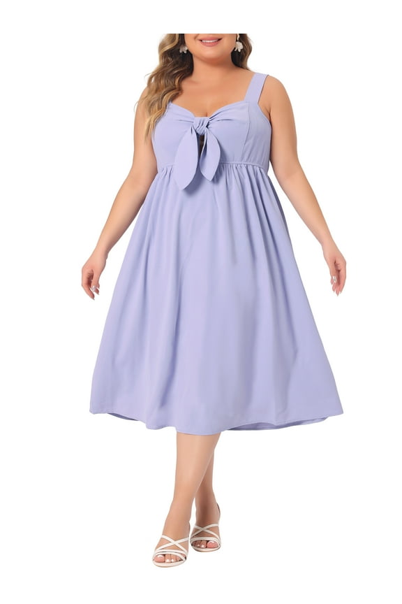 Women's Plus Size Valentines Day Cami Dress Clothing Flowy Midi Spring Summer Dresses with Cute Bow 2X Purple