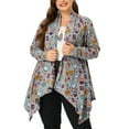 thumbnail image 1 of Agnes Orinda Women's Plus Size Cardigan Flowy Loose Open Front Fall Winter Knit Sweater 3X Gray, 1 of 7