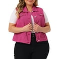 thumbnail image 1 of Agnes Orinda Women's Plus Size Casual Button Sleeveless Denim Vest Jacket 4X Hot Pink, 1 of 6