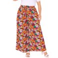thumbnail image 1 of Agnes Orinda Women's Plus Size Floral Wide Leg Pants Rise Front Tie Boho Flowy Casual Beach Palazzo Trousers with Pockets 1X Black Red, 1 of 6