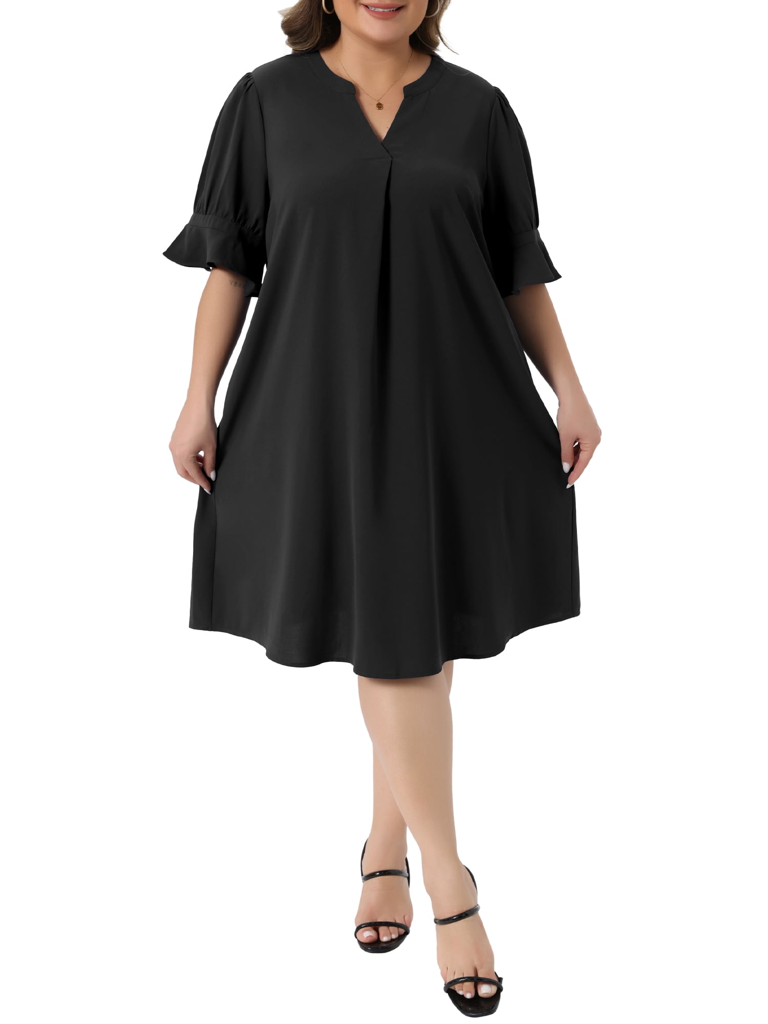 Agnes Orinda, Women's Plus Size Chiffon Dresses, 2X, Pockets