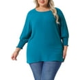 thumbnail image 1 of Agnes Orinda Women's Plus Size Chiffon Tops Batwing Ruffle Long Sleeve Casual Loose Shirts Blouses 4X Lake Blue, 1 of 6