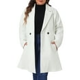 thumbnail image 1 of Agnes Orinda Women's Plus Size Coat A Line Notched Lapel Double Breasted Long Peacoat with Pockets 4X Cream White, 1 of 7