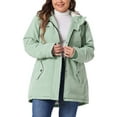 thumbnail image 1 of Agnes Orinda Women's Plus Size Coat Faux Lamb Fur Leather Button Down Long Sleeve Hoodie Jacket Outerwear with Pockets 2X Green, 1 of 7