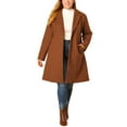 thumbnail image 1 of Agnes Orinda Women's Plus Size Coat Notched Lapel Single Breasted Long Winter Outerwear Coats with Pockets 1X Brown, 1 of 9