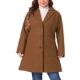 thumbnail image 1 of Agnes Orinda Women's Plus Size Coat Notched Lapel Single Breasted Long Winter Outerwear Coats with Pockets 1X Dark Brown, 1 of 7