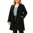 thumbnail image 1 of Agnes Orinda Women's Plus Size Coat Notched Lapel Single Breasted Long Winter Outerwear Coats with Pockets 3X Black, 1 of 9