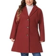 thumbnail image 1 of Agnes Orinda Women's Plus Size Coat Notched Lapel Single Breasted Long Winter Outerwear Coats with Pockets 4X Dark Red, 1 of 7