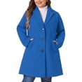 thumbnail image 1 of Agnes Orinda Women's Plus Size Coat Notched Lapel Single Breasted Long Winter Outerwear Coats with Pockets 4X Royal Blue, 1 of 7