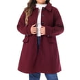 thumbnail image 1 of Agnes Orinda Women's Plus Size Coat Turndown Collar Single Breasted Warm Long Coats with Pocket 1X Burgundy, 1 of 7