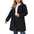 thumbnail image 1 of Agnes Orinda Women's Plus Size Coat Turndown Collar Single Breasted Warm Long Coats with Pocket 2X Black, 1 of 7