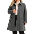 thumbnail image 1 of Agnes Orinda Women's Plus Size Coat Turndown Collar Single Breasted Warm Long Coats with Pocket 2X Gray, 1 of 7