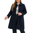 thumbnail image 1 of Agnes Orinda Women's Plus Size Coats Peter Pan Collar Single Breasted With Pockets Trench Winter Long Peacoat 2X Navy Blue, 1 of 6