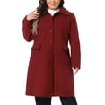 thumbnail image 1 of Agnes Orinda Women's Plus Size Coats Peter Pan Collar Single Breasted With Pockets Trench Winter Long Peacoat 3X Burgundy, 1 of 6