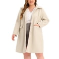 thumbnail image 1 of Agnes Orinda Women's Plus Size Coats Peter Pan Collar Single Breasted With Pockets Trench Winter Long Peacoat 4X Beige, 1 of 6